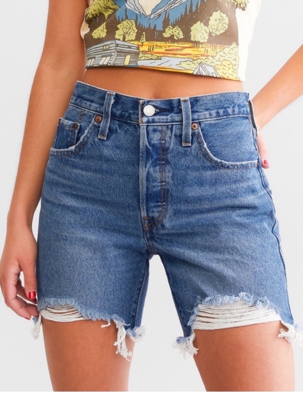 Levi's 501 distressed 5” inseam Jean Shorts